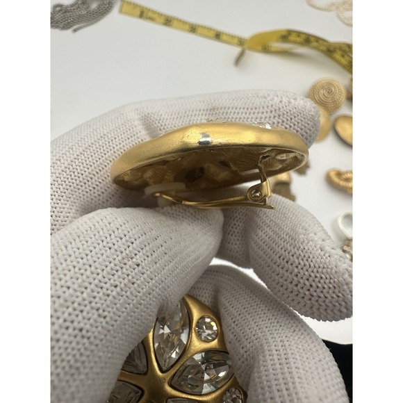 Givenchy Clip On Gold Tone  Rhinestone 80S Runway Couture  Earrings